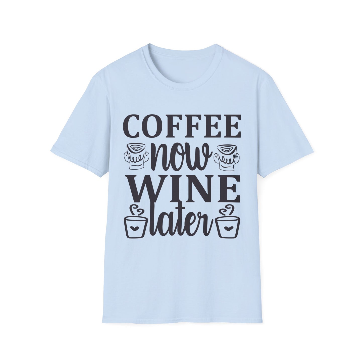coffee now wine later blue tee
