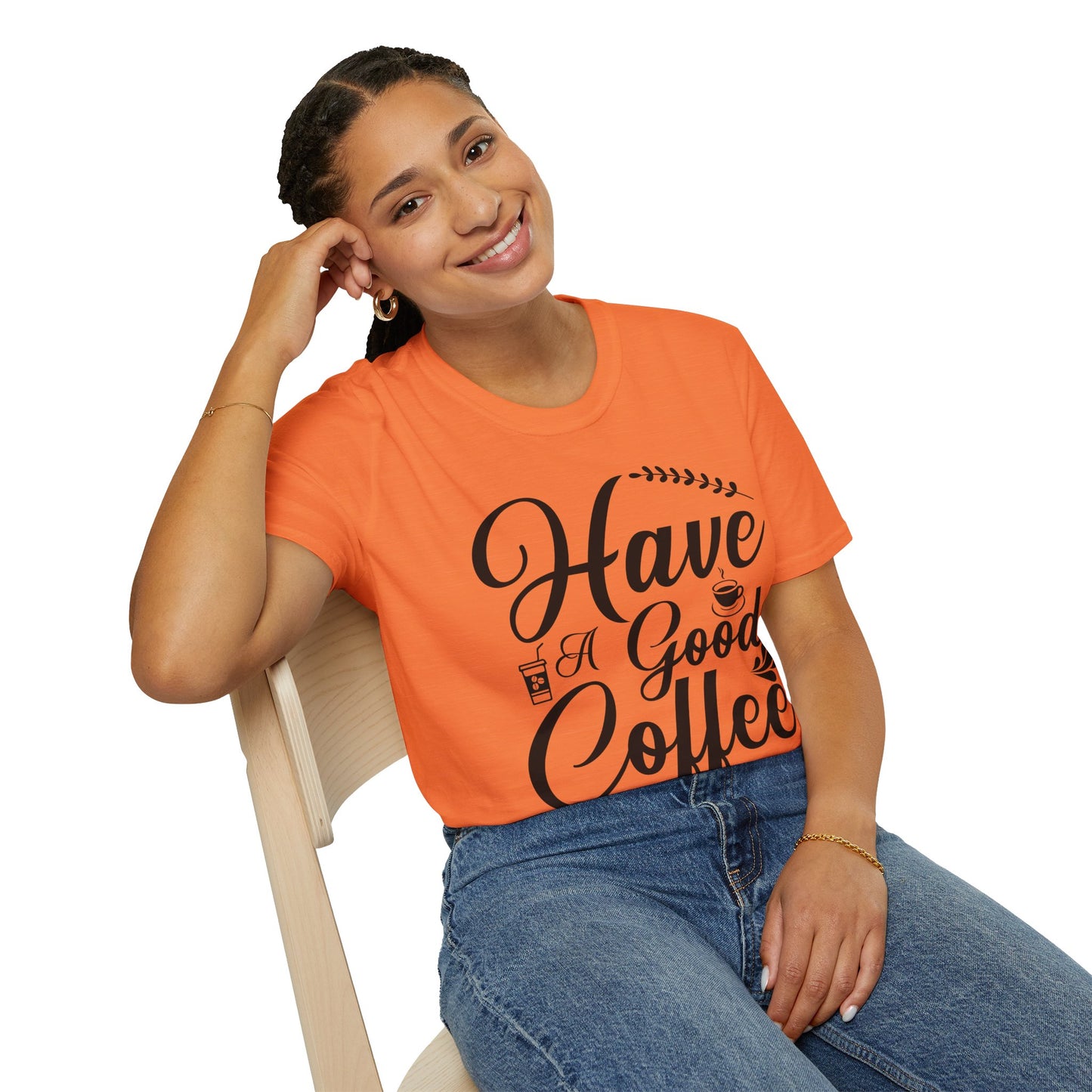 printed coffee orange t-shirt for women