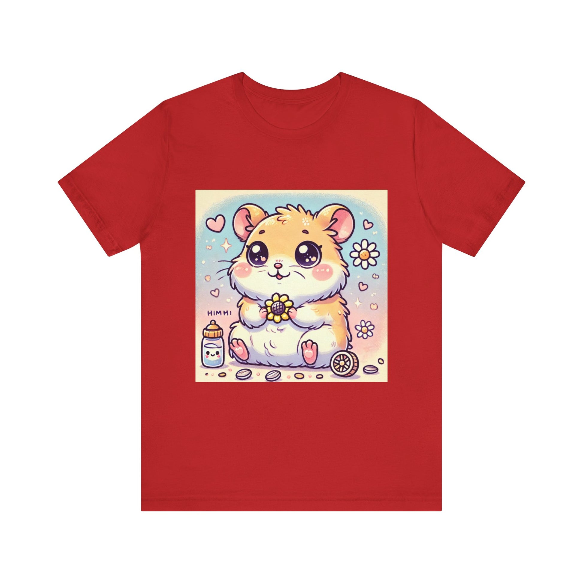 Little Hamster Unisex red Short Sleeve Tee