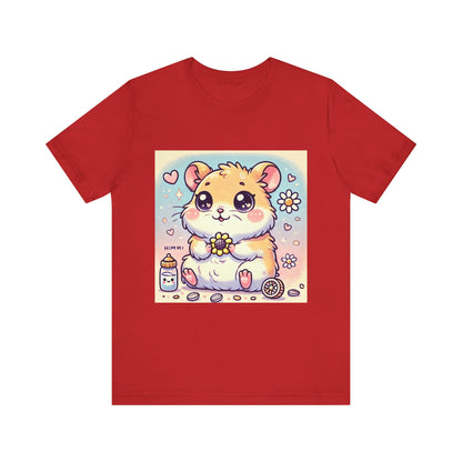 Little Hamster Unisex red Short Sleeve Tee