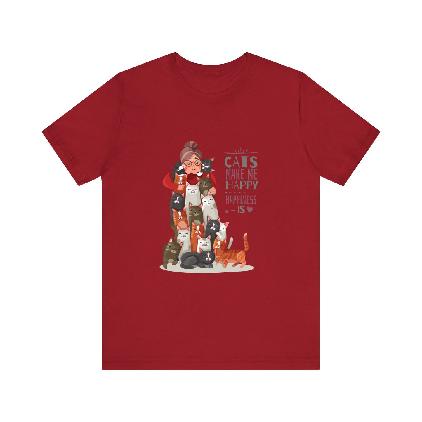 cute cat red t-shirt