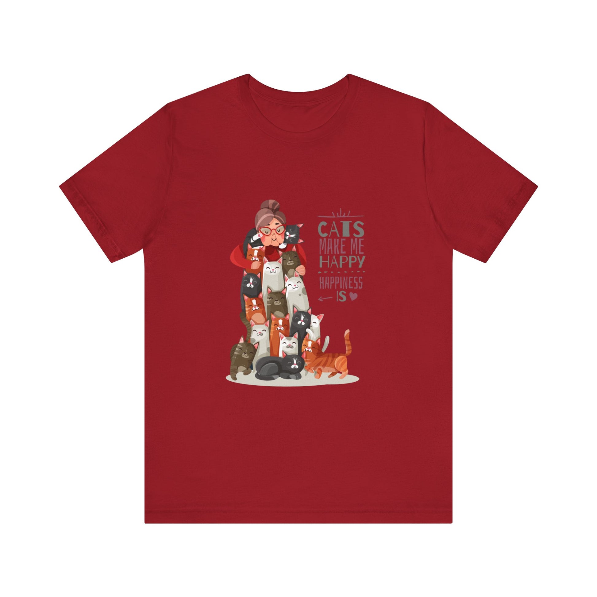 cute cat red t-shirt