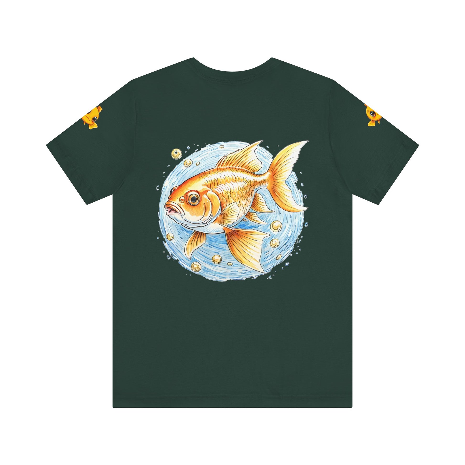 fish printed_Unisex_yellow_Sleeve_T-shirt
