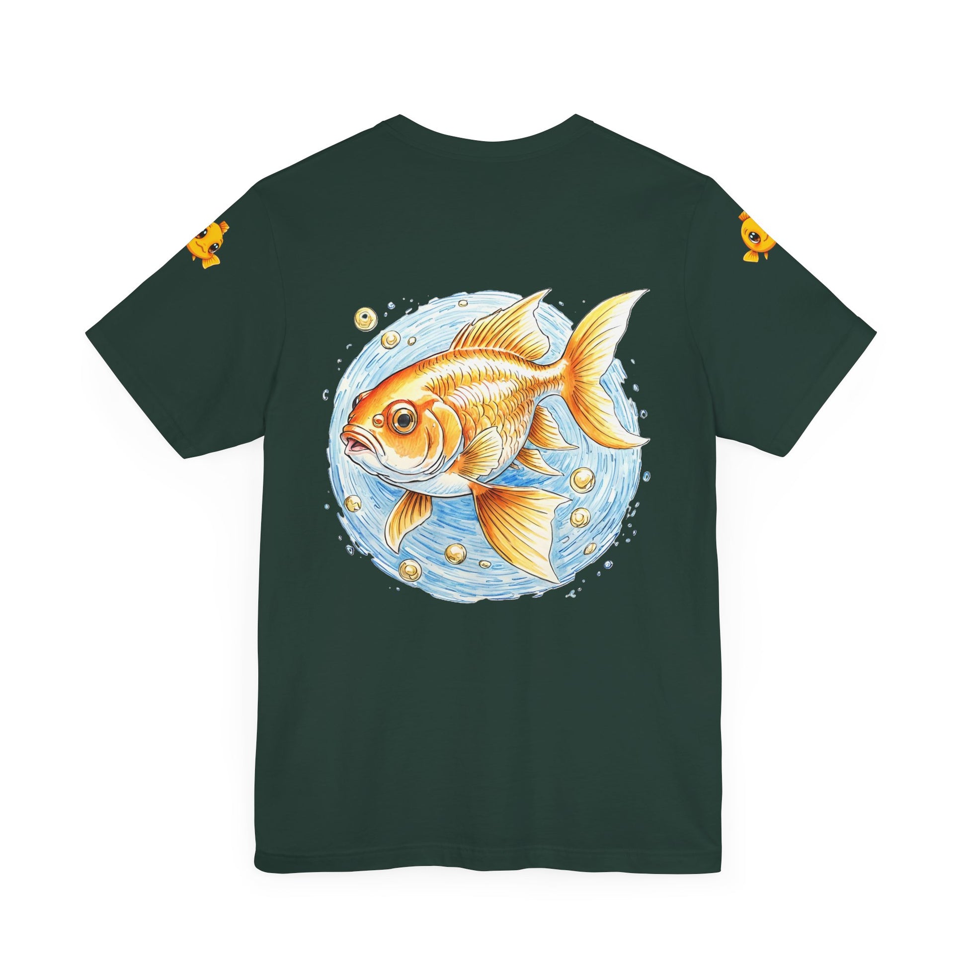 fish printed_Unisex_green_Sleeve_Tee