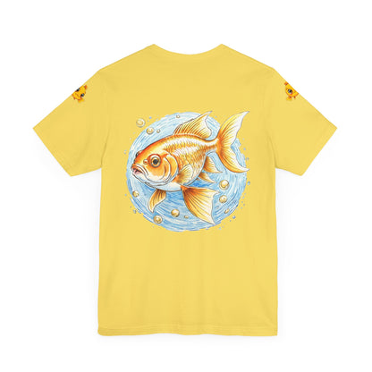 fish printed_Unisex_yellow_Sleeve_T-shirt