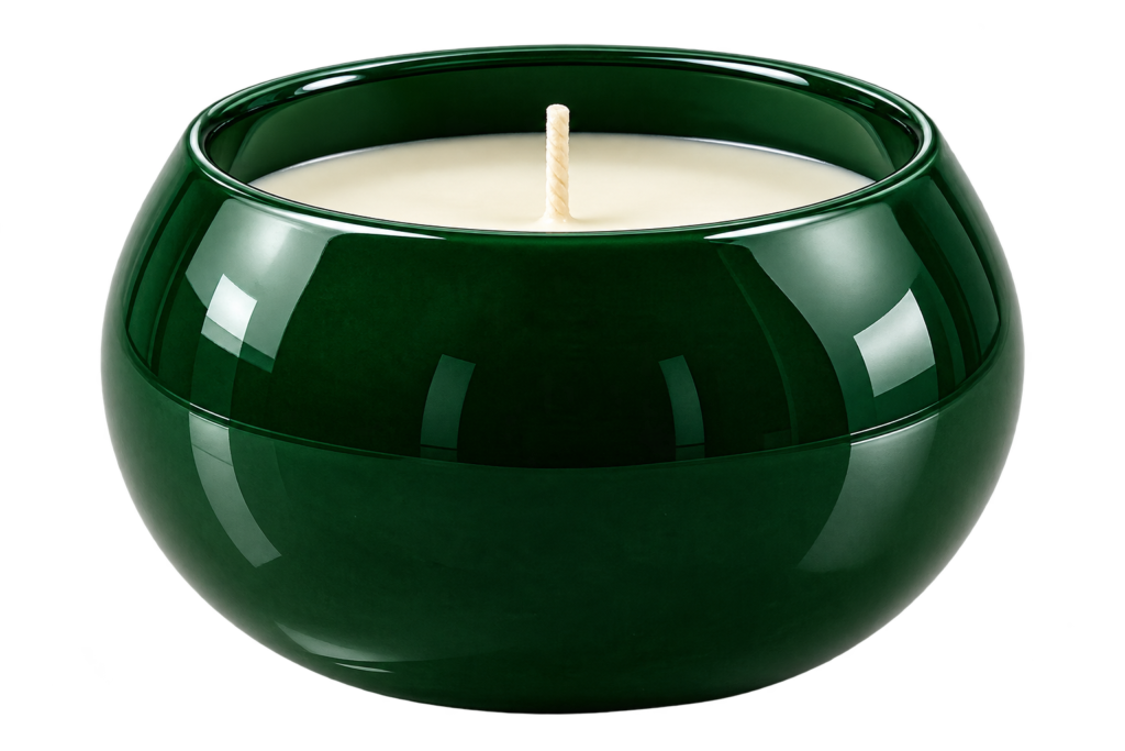Green metal jar candle filled with premium wax, featuring a stylish finish for elegant home décor and a warm ambiance.