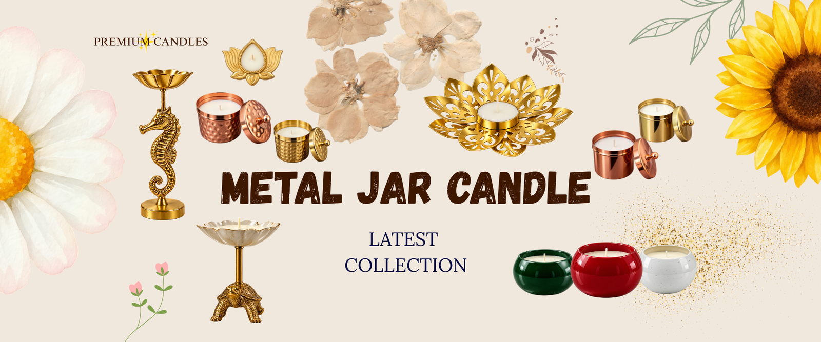 Elegant metal jar candles crafted with premium wax, combining modern design and warm illumination for stylish home décor.