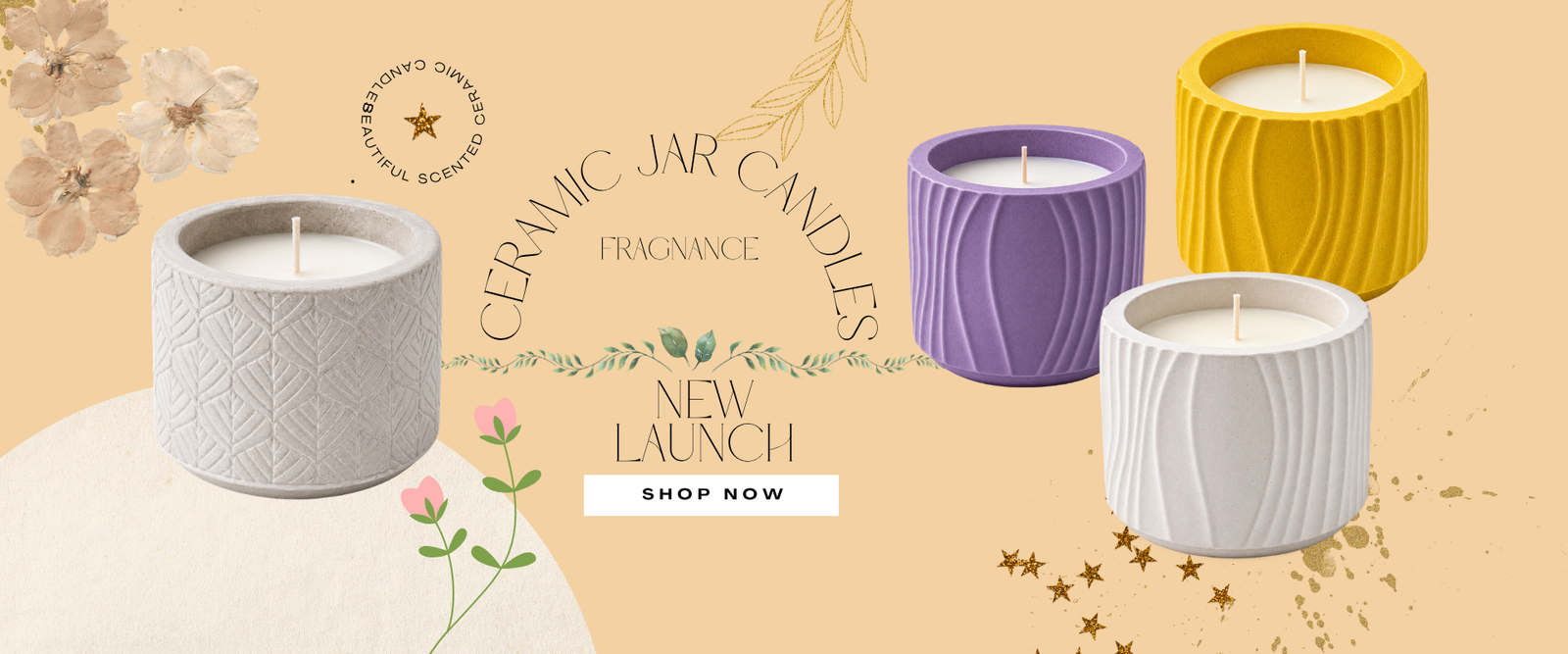 Elegant ceramic jar candles crafted with premium wax, designed to add warmth, style, and a luxurious ambiance to any space.